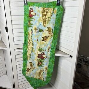 Handmade Christmas Table Runner 39.5"‎ X 12.75" Santa Reindeer Country